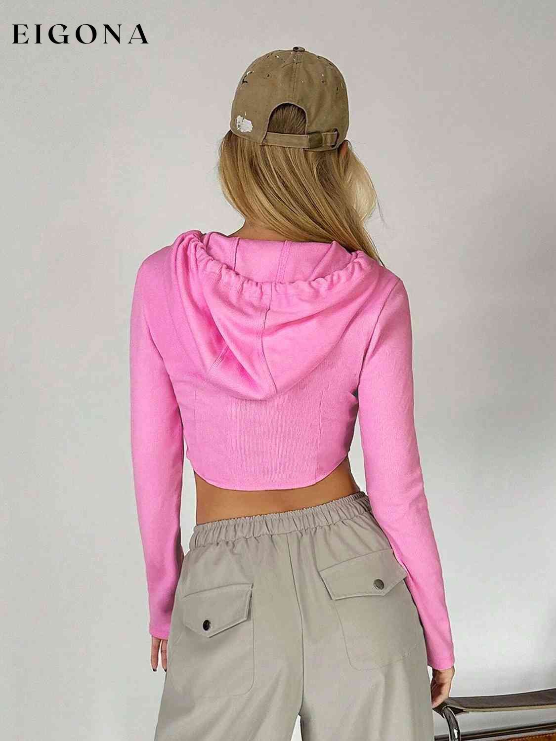 Drawstring Long Sleeve Cropped Hoodie clothes Ship From Overseas Y@Q@S