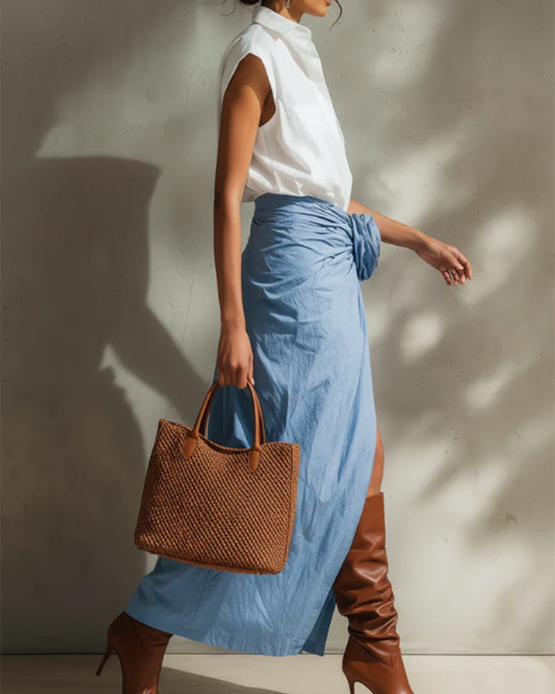 Sleeveless Solid-Color Fashion Blouse