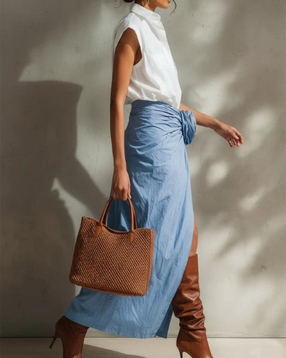 Sleeveless Solid-Color Fashion Blouse