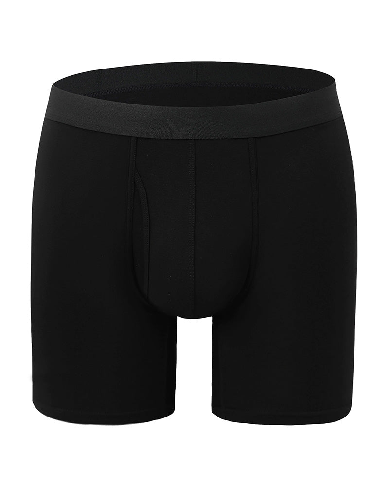 Men's Solid Color Bamboo Fiber Stretchy  Boxer Brief, Breathable Comfy Underwear for Daily Wear, Casual Men's Underwear for All Seasons