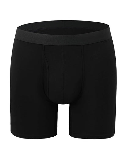 Men's Solid Color Bamboo Fiber Stretchy  Boxer Brief, Breathable Comfy Underwear for Daily Wear, Casual Men's Underwear for All Seasons