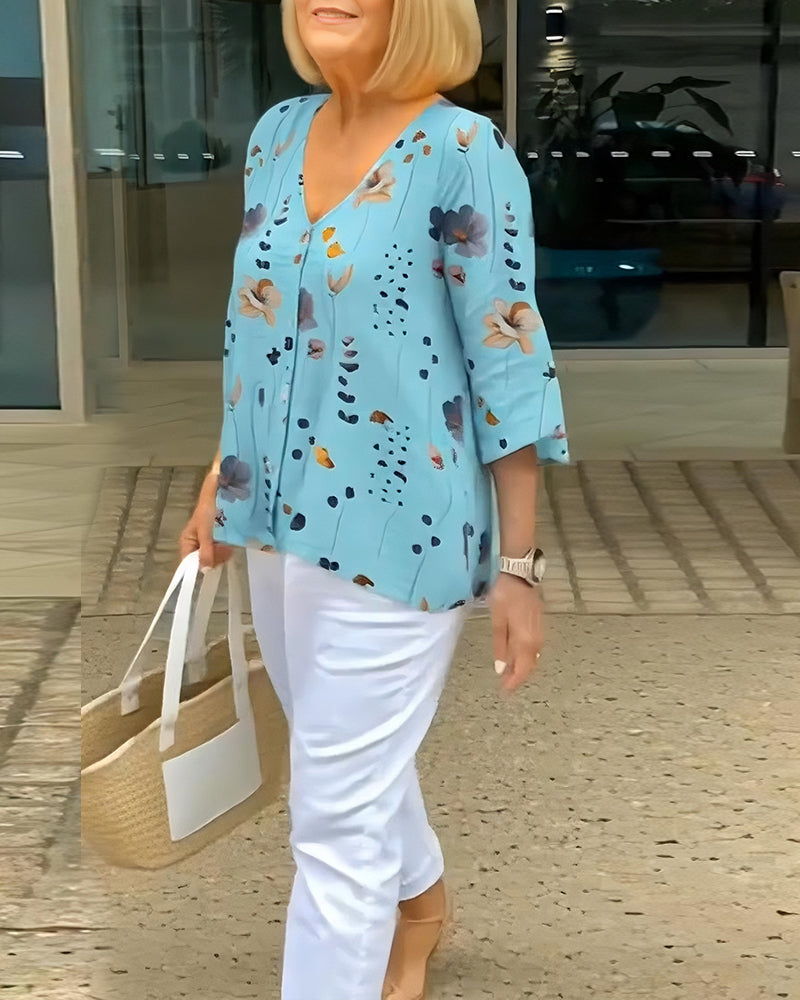 Flowy Floral Print  Blouse
