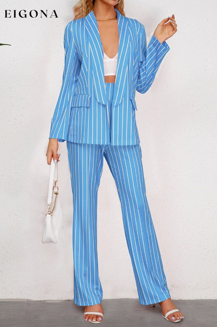 Striped Long Sleeve Top and Pants Set 2 pieces clothes H.Y.G@E setv Ship From Overseas Shipping Delay 09/29/2023 - 10/03/2023 trend