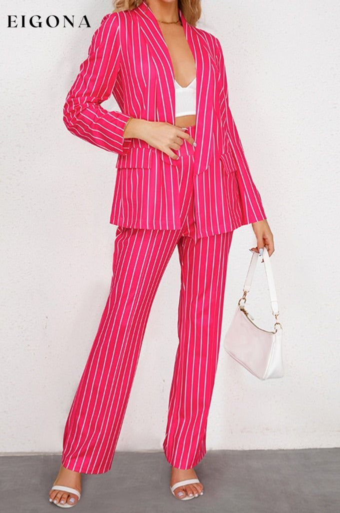 Striped Long Sleeve Top and Pants Set 2 pieces clothes H.Y.G@E setv Ship From Overseas Shipping Delay 09/29/2023 - 10/03/2023 trend