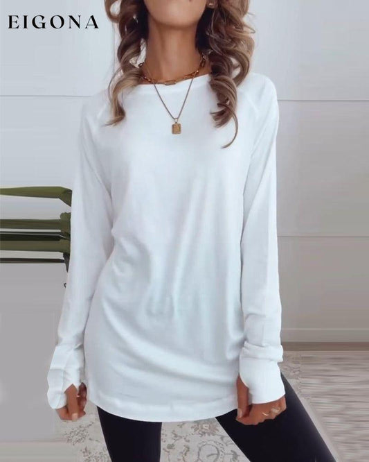 Solid color long sleeve casual top Blouses & Shirts Cotton and Linen Spring