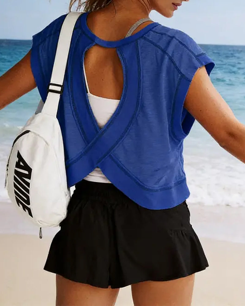Backless Cross Design T-Shirt