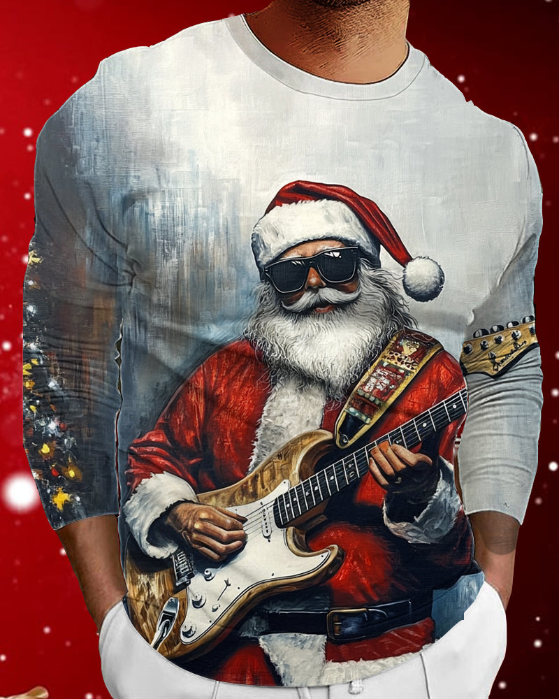 Men's Santa Claus Printed Long Sleeve Top 2024 f/w blouses & shirts man chrismas