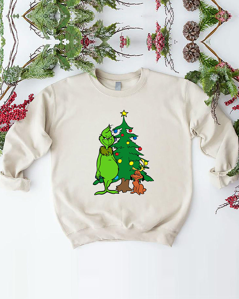 Funny grinch Christmas round neck sweatshirt 2024 f/w christmas Grinch sweatshirts