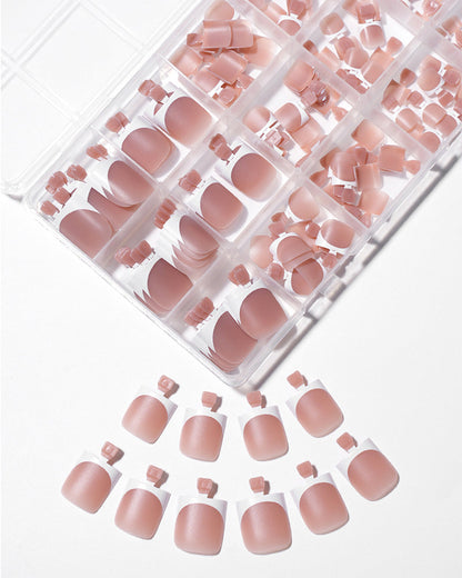 French Short Nude Toe Nails