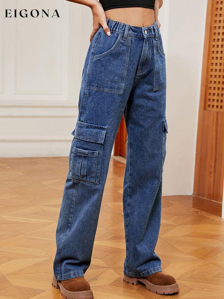 Pocketed Wide Leg Jeans clothes M.F Ship From Overseas Shipping Delay 09/29/2023 - 10/02/2023 trend