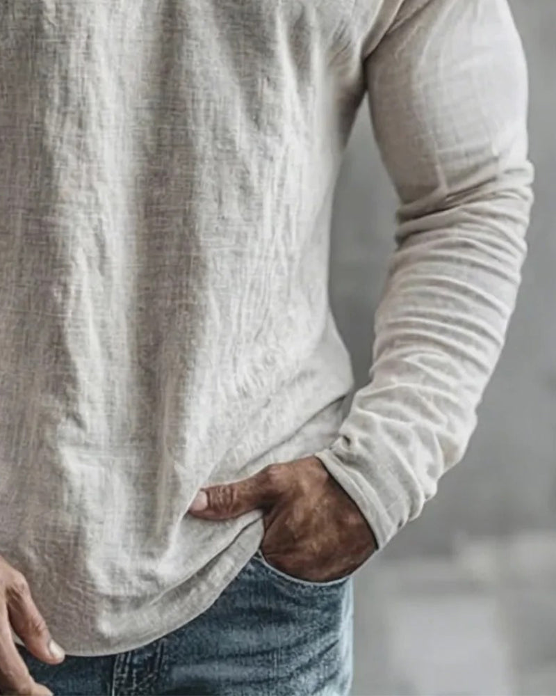 Men's Long Sleeve V-Neck Casual Shirt