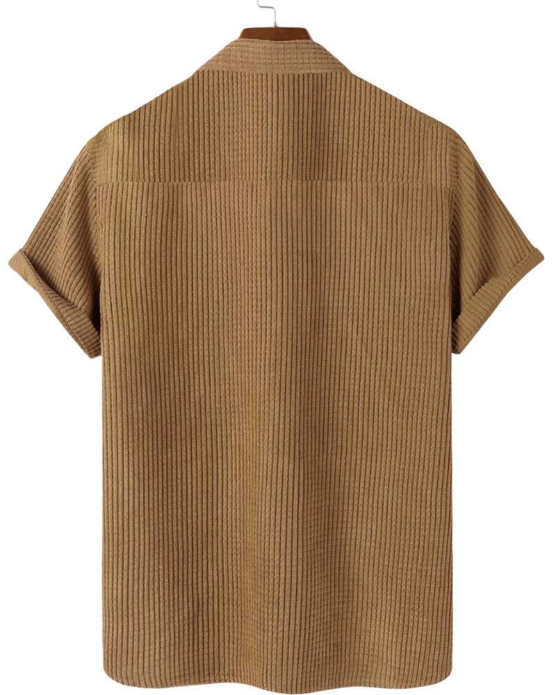 Lapel Button Solid Men's Short Sleeve Shirt