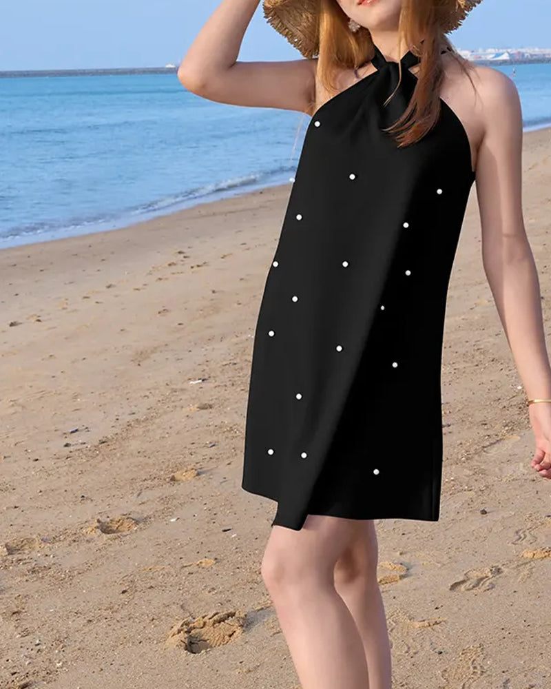 Elegant Cross Halter Straight Dress