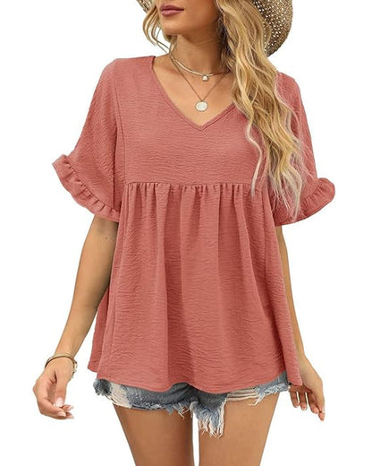 Casual Ruffle Loose Fit Blouse