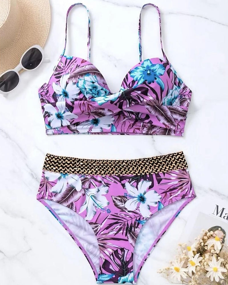 Costume da bagno sexy viola a due pezzi