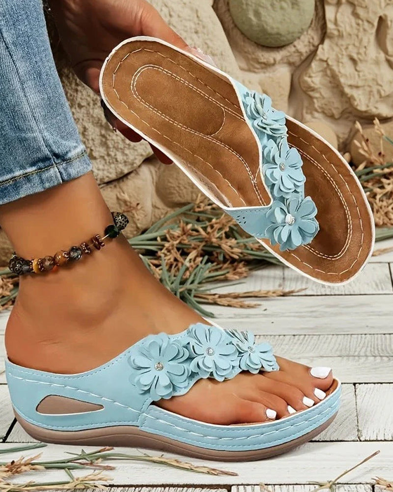 Women's Floral Wedge with Straps Sandals