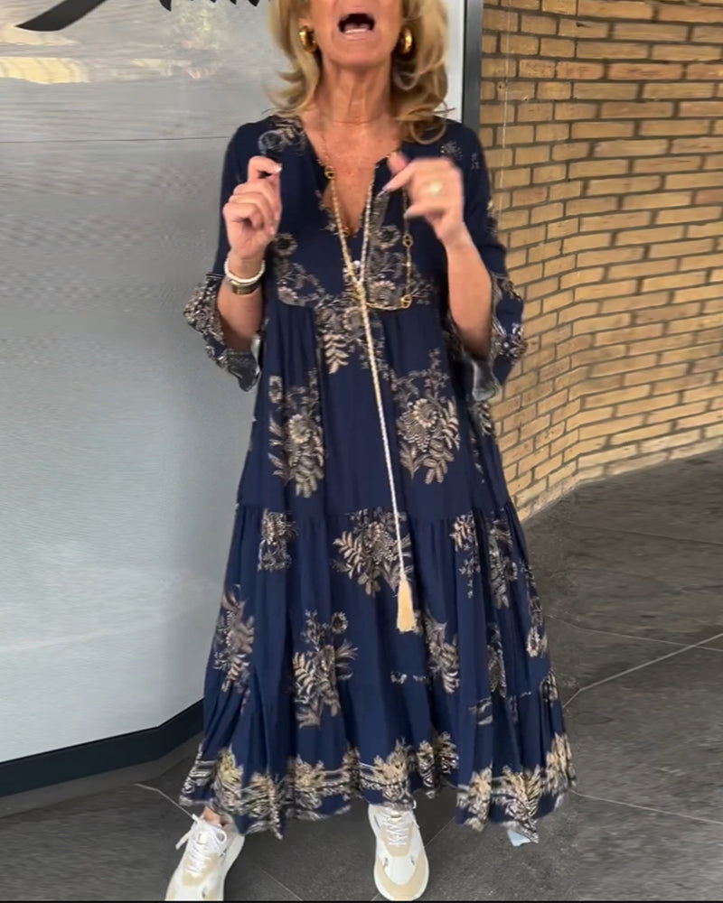 Abito ampio vintage con scollo a V