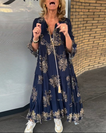 Abito ampio vintage con scollo a V