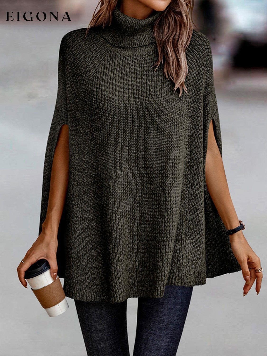 Turtleneck Dolman Sleeve Poncho Fashion Sweater clothes long sleeve Romantichut Ship From Overseas Shipping Delay 09/29/2023 - 10/04/2023 Sweater sweaters turtleneck