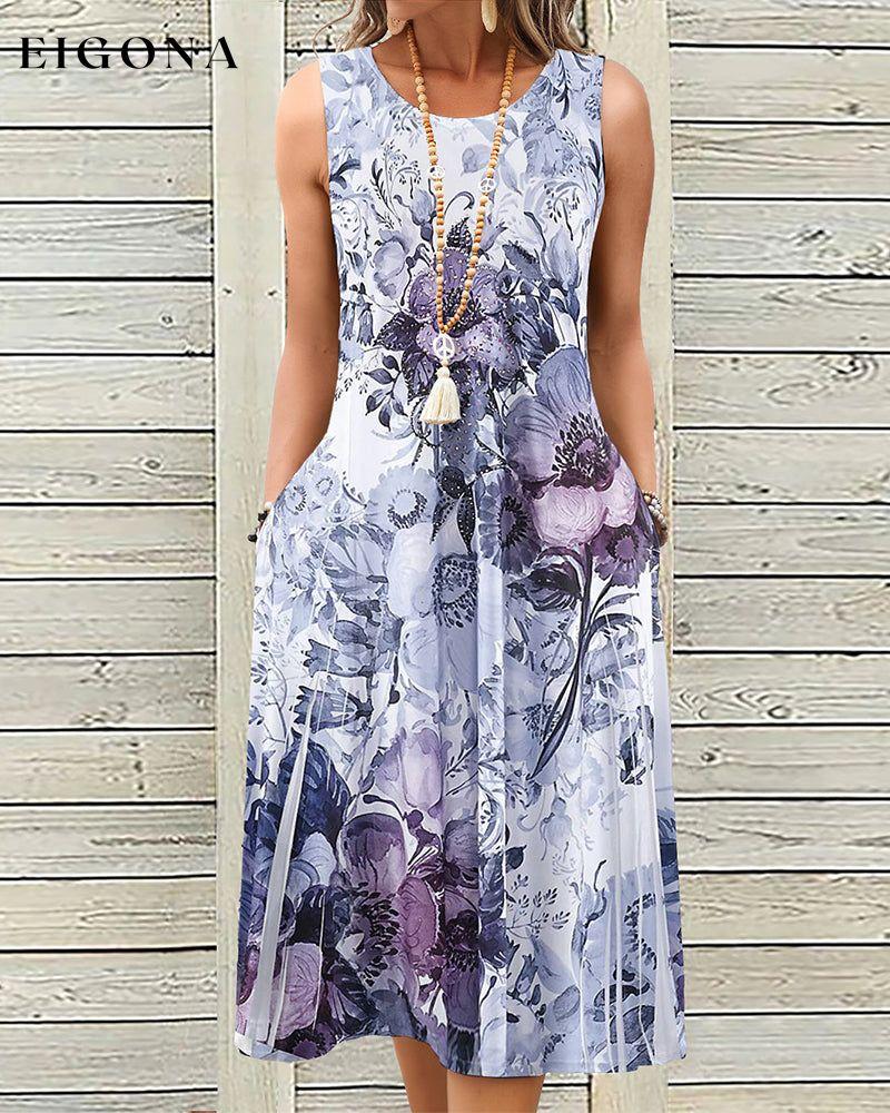 Sleeveless floral print dress casual dresses summer