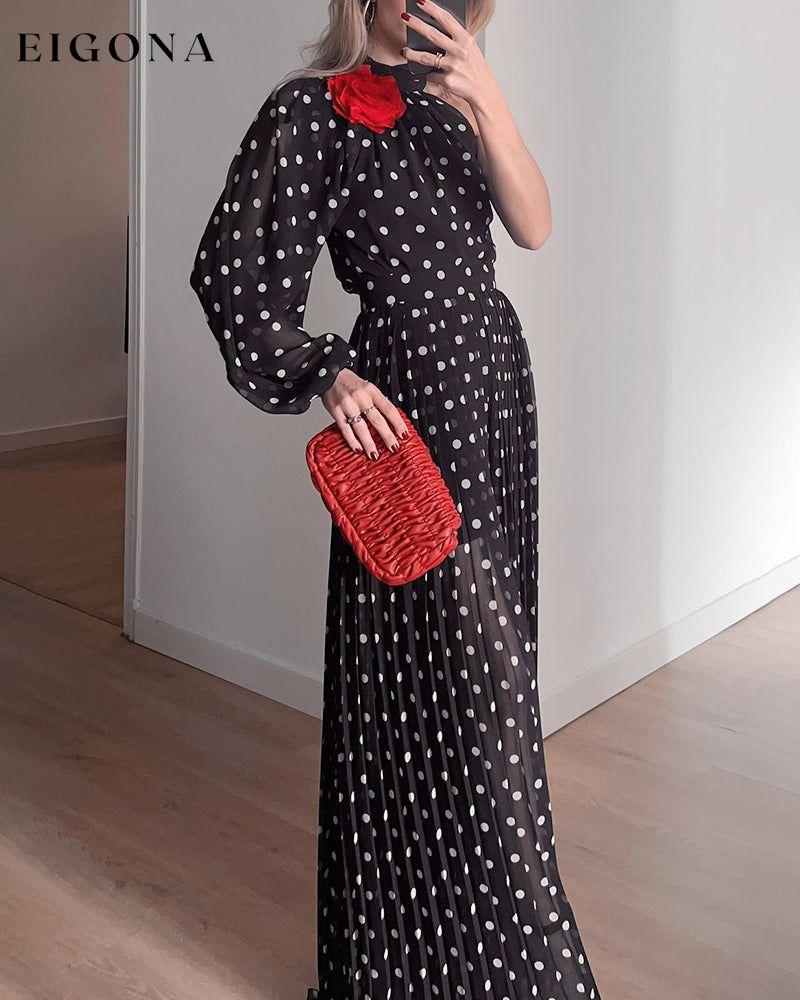 Elegant one-shoulder long dress with polka dot print casual dresses party dresses spring summer