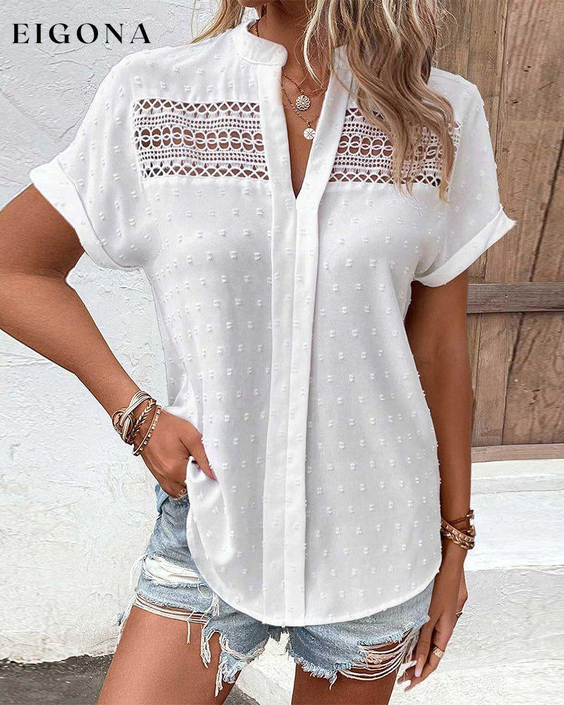 Jacquard hollow solid color top blouses & shirts summer