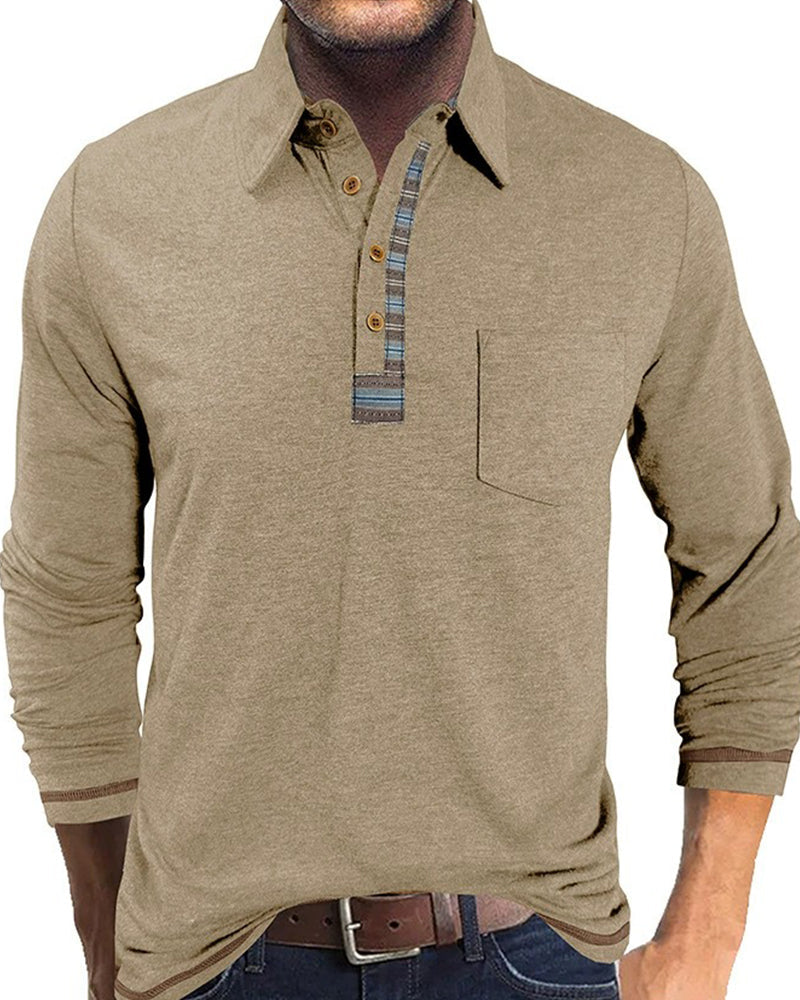 Men's Button Lapel Polo Blouse