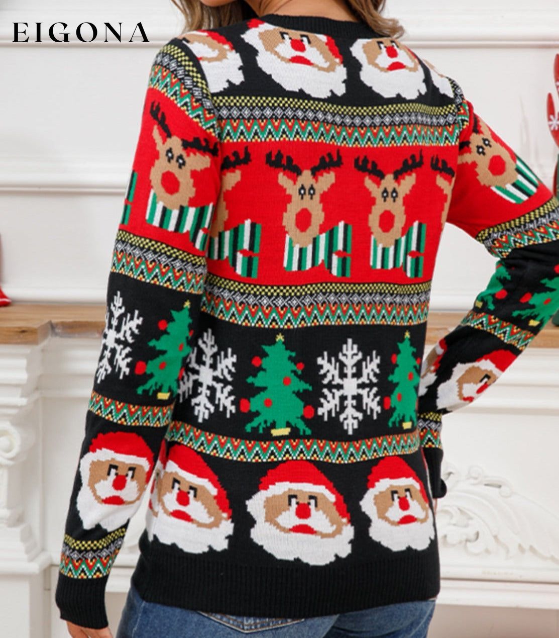 Christmas Theme Round Neck Sweater C.J@MZ christmas sweater clothes Ship From Overseas