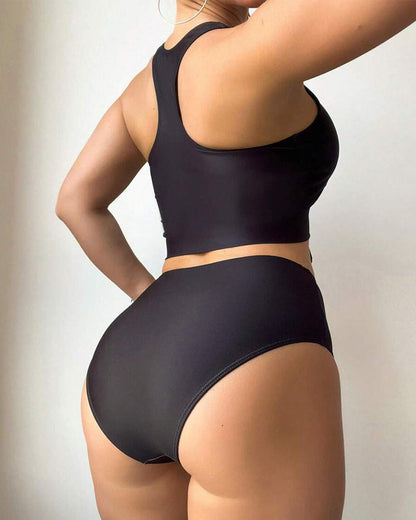 Costume da bagno triangolo stampato senza maniche