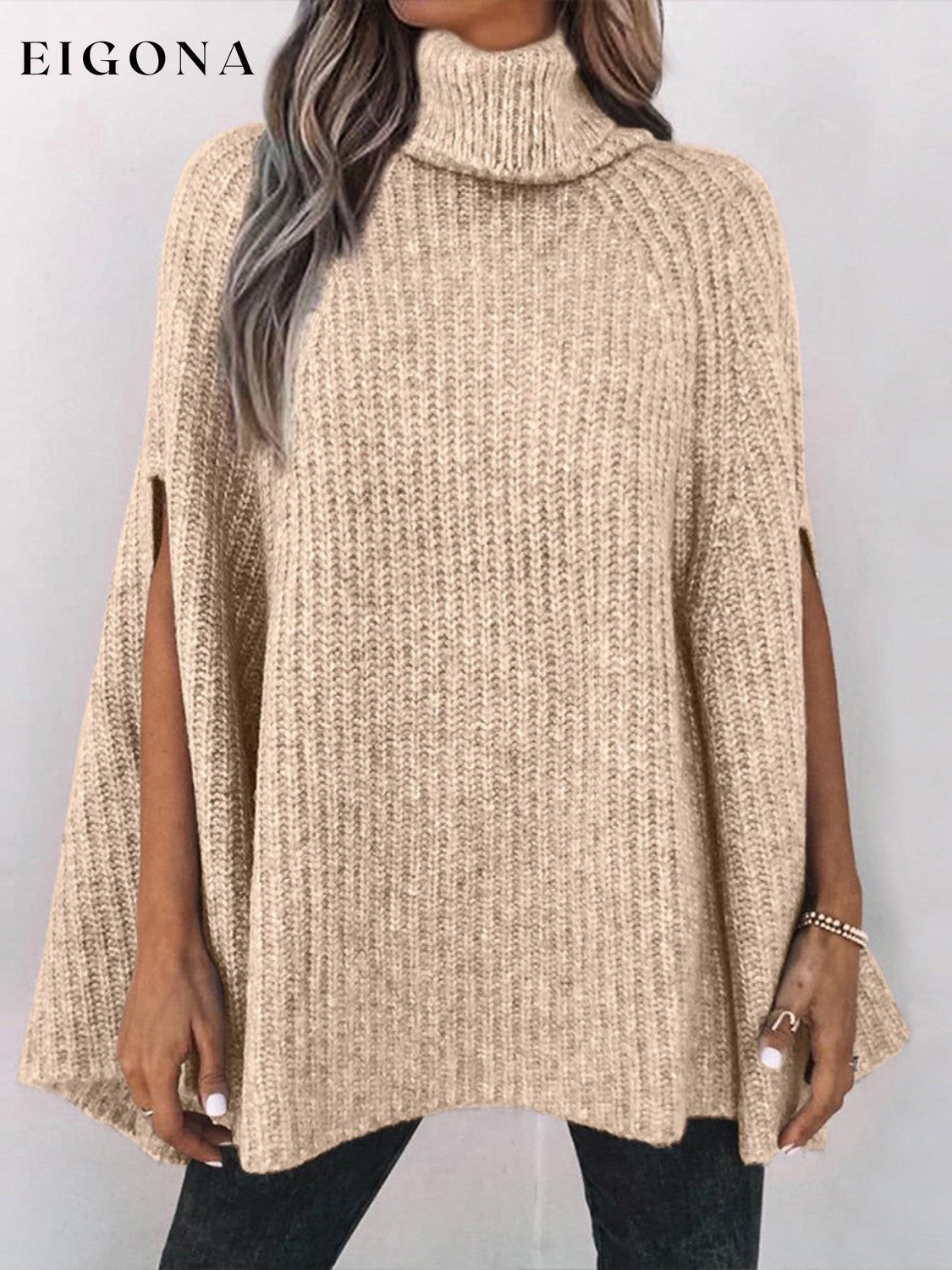 Turtleneck Dolman Sleeve Poncho Fashion Sweater clothes long sleeve Romantichut Ship From Overseas Shipping Delay 09/29/2023 - 10/04/2023 Sweater sweaters turtleneck