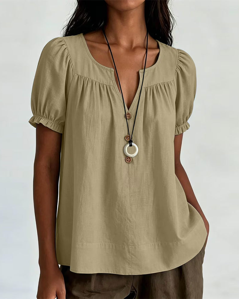 Puff Sleeve Button Down Blouse