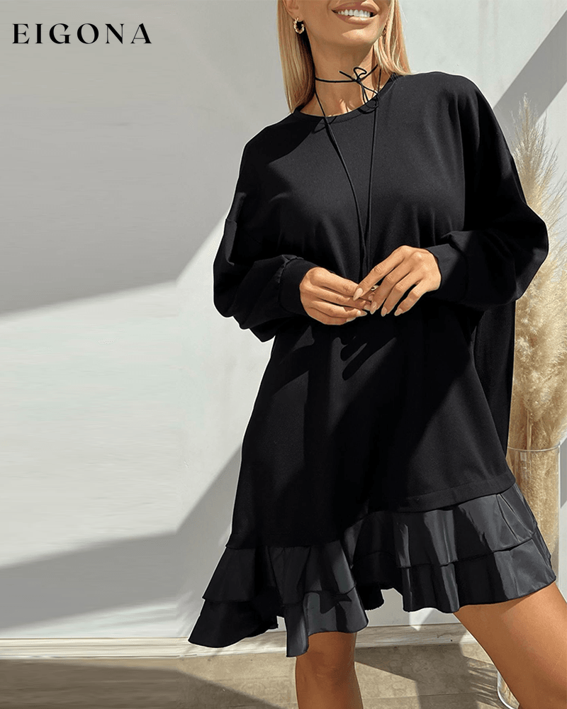 Casual Loose Solid Color Patchwork Dress Black 2023 f/w 23BF casual dresses Clothes Dresses