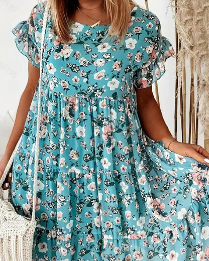 Floral Short-Sleeve Printed Dress