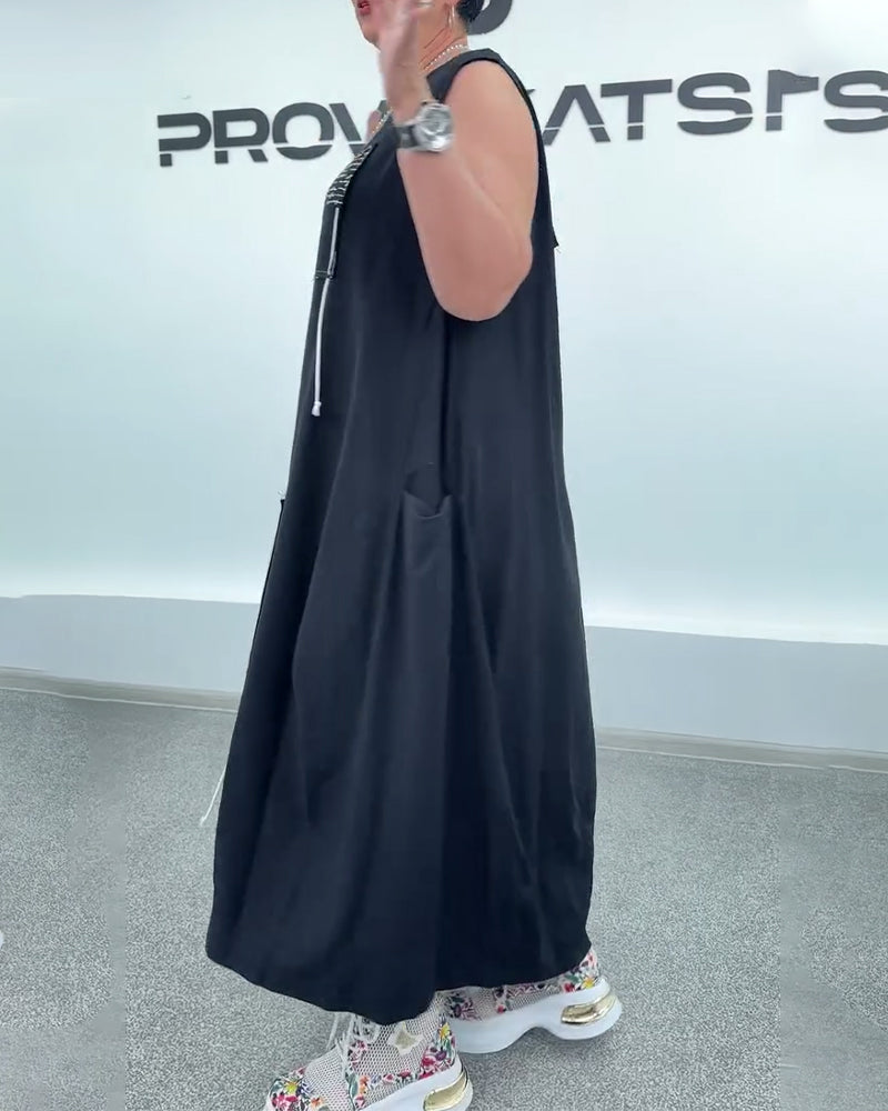 Abito oversize senza maniche con stampa di lettere