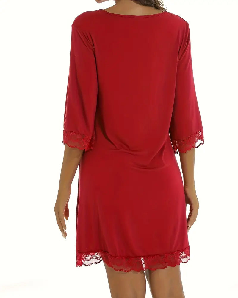 Lace Panel V-Neck Dress Underwear