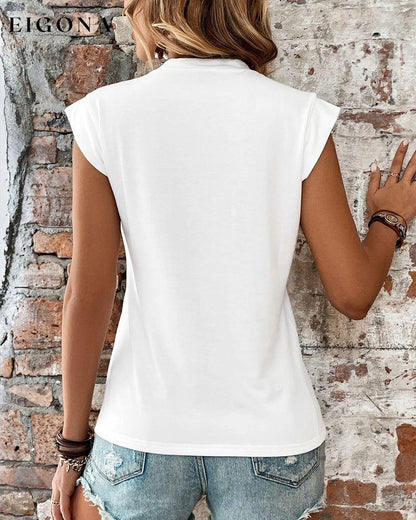 Sleeveless white casual top spring summer t-shirt white