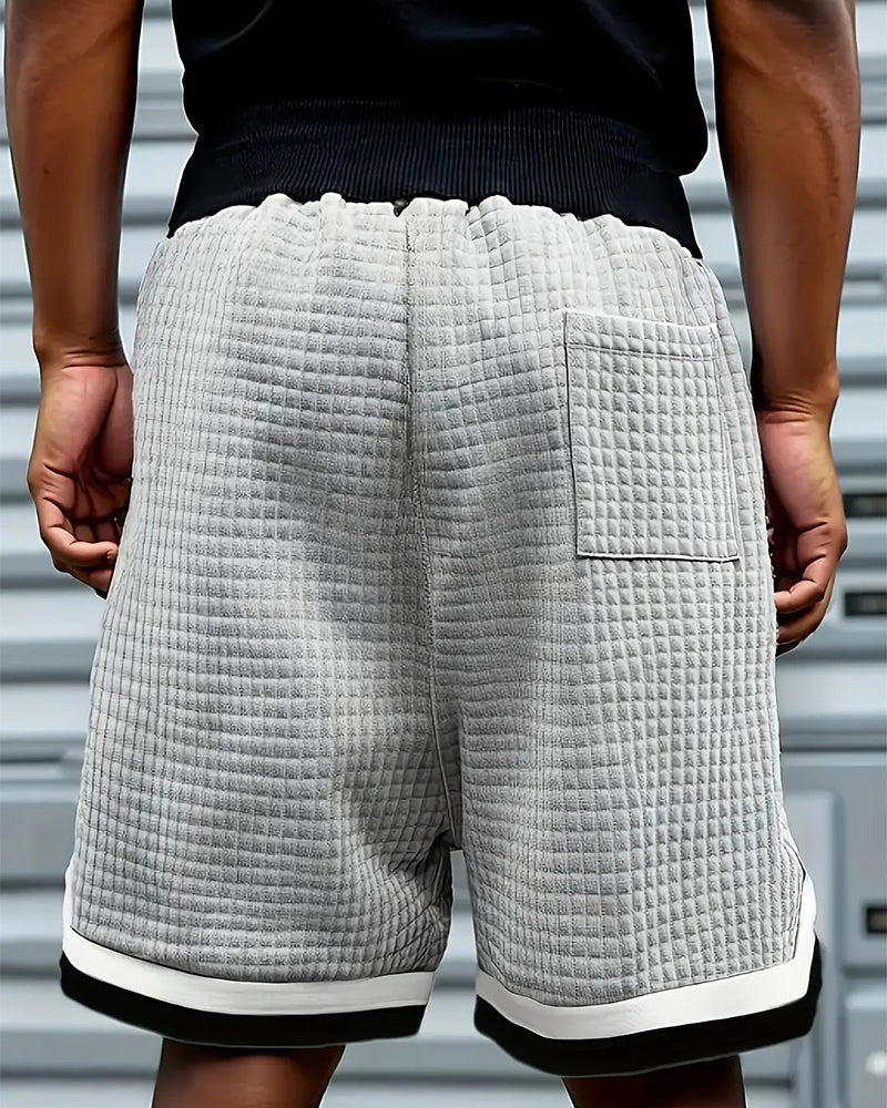 Waffle-Textured Drawstring Shorts