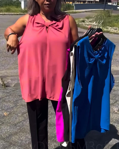 Gilet senza maniche con fiocco