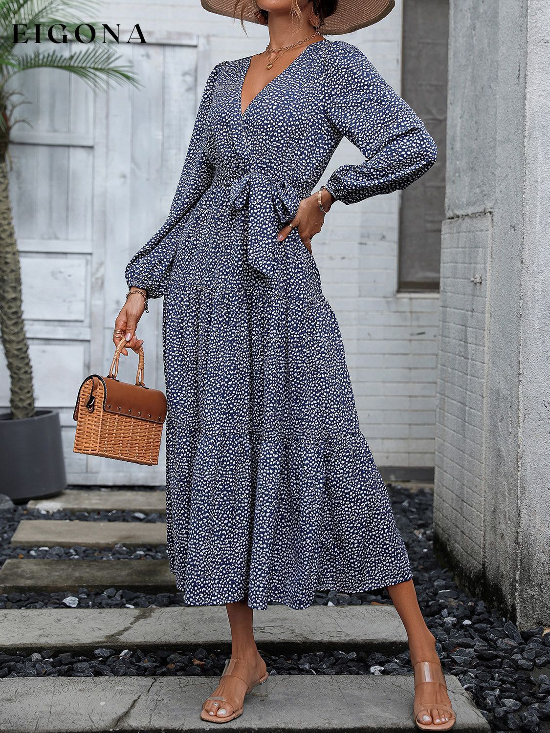 Surplice Neck Long Sleeve Midi Dress casual dress casual dresses clothes dress dresses long dresses long sleeve dress long sleeve dresses long sleve dresses maxi dress Ship From Overseas Shipping Delay 09/29/2023 - 10/03/2023 trend Z@Q