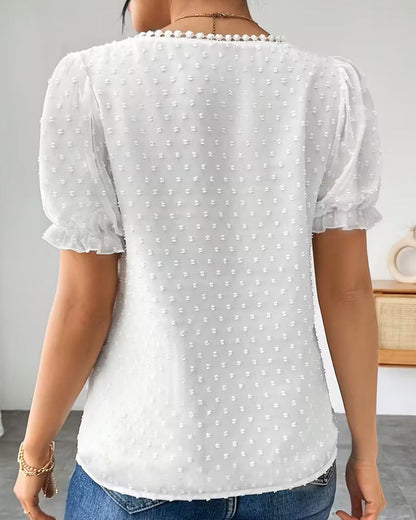 V-Neck Puff Sleeve Blouse