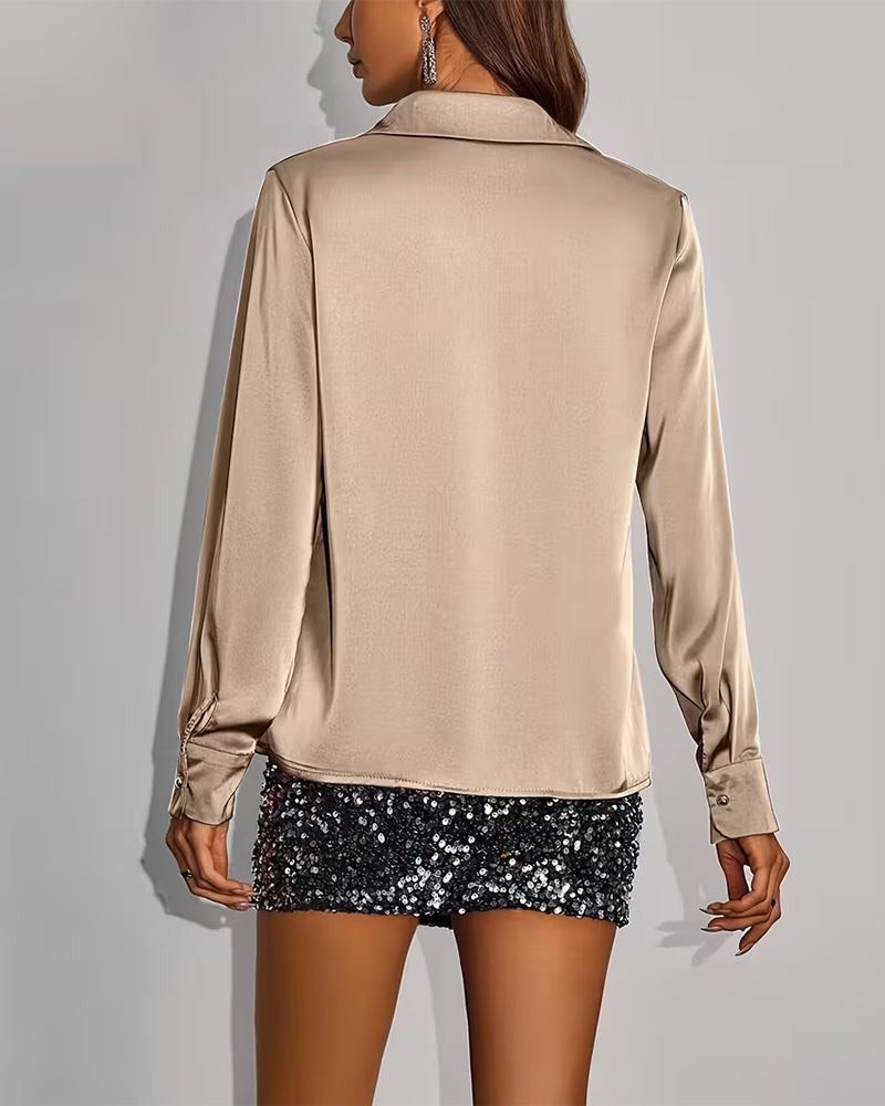 Stylish Solid Color Long-Sleeved Shirt