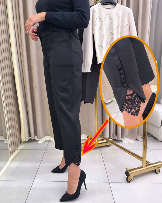 High-Waisted Lace Patchwork Cropped Pants 2024 f/w pants