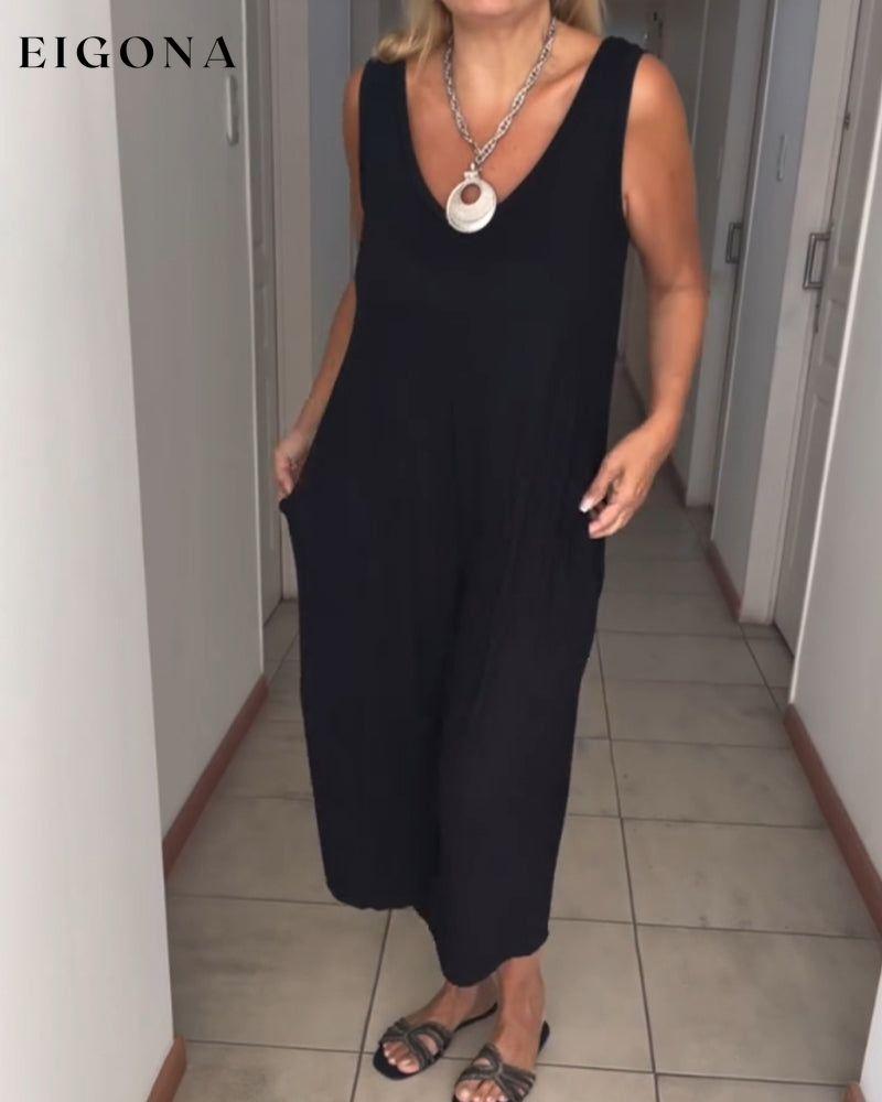 Solid color pocket sleeveless jumpsuit jumpsuits jumpsuits & rompers spring summer