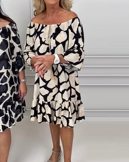 Elegant dress with printed bell sleeves casual dresses spring summer