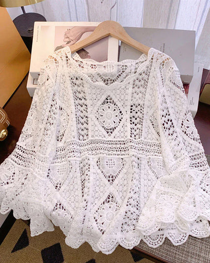 Women's Vintage Crochet Hollow Out Cover Up Top