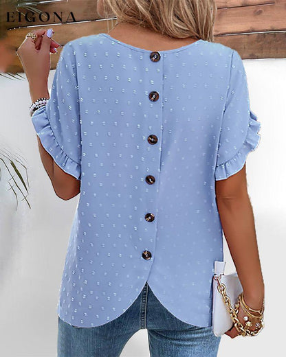 Short-sleeved button-back top blouses & shirts spring summer