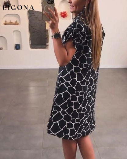 Lapel geometric print dress casual dresses summer