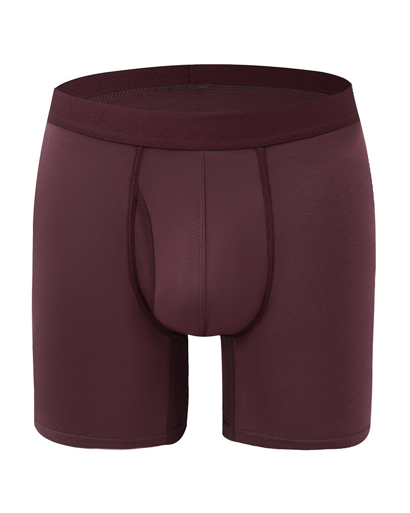 Men's Solid Color Bamboo Fiber Stretchy  Boxer Brief, Breathable Comfy Underwear for Daily Wear, Casual Men's Underwear for All Seasons
