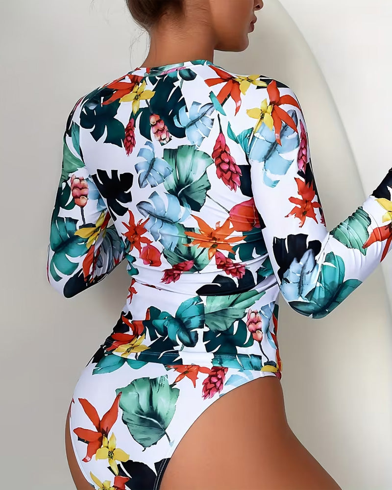 Sun-Proof Colorful Printed Triangle Tankini