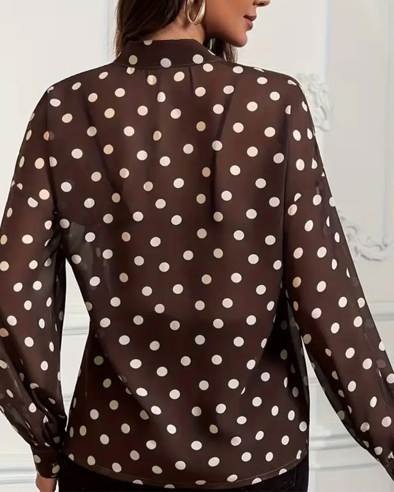 Long-Sleeved Polka Dot Blouse